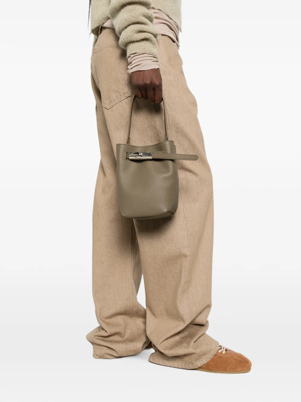 Longchamp XS Le Smart leren bucket-tas Groen