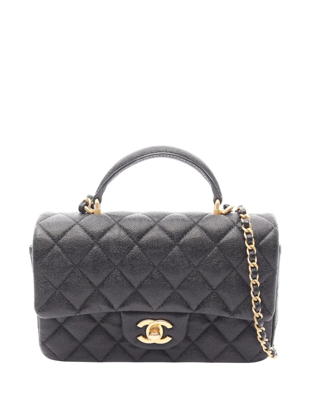 CHANEL Pre-Owned 2021 Mini Rectangular Classic Lambskin Top Handle Flap satchel - Nero