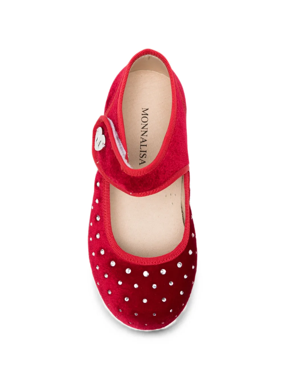 Monnalisa crystal-embellished touch-strap ballet flats Rood