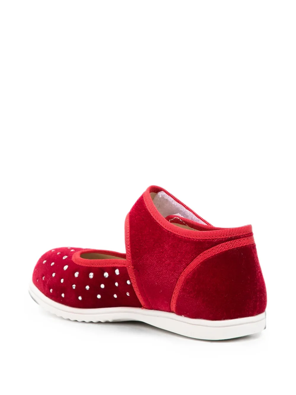 Monnalisa crystal-embellished touch-strap ballet flats Rood