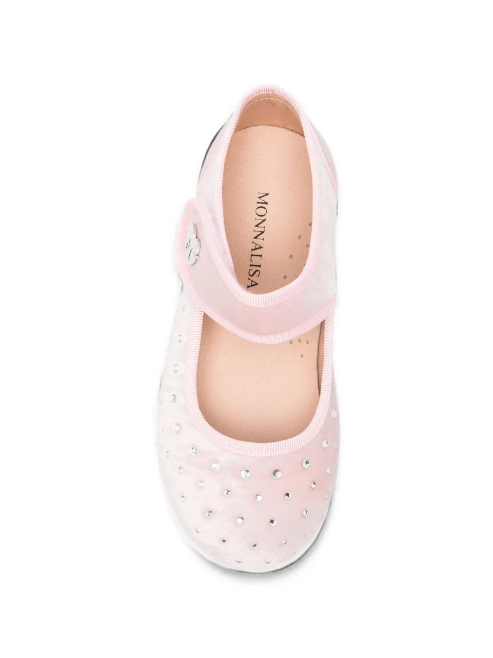 Monnalisa crystal-embellished touch-strap ballet flats Roze