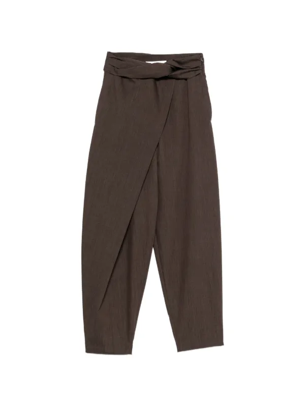 Róhe Wrap-style Twist-detail Trousers in Brown