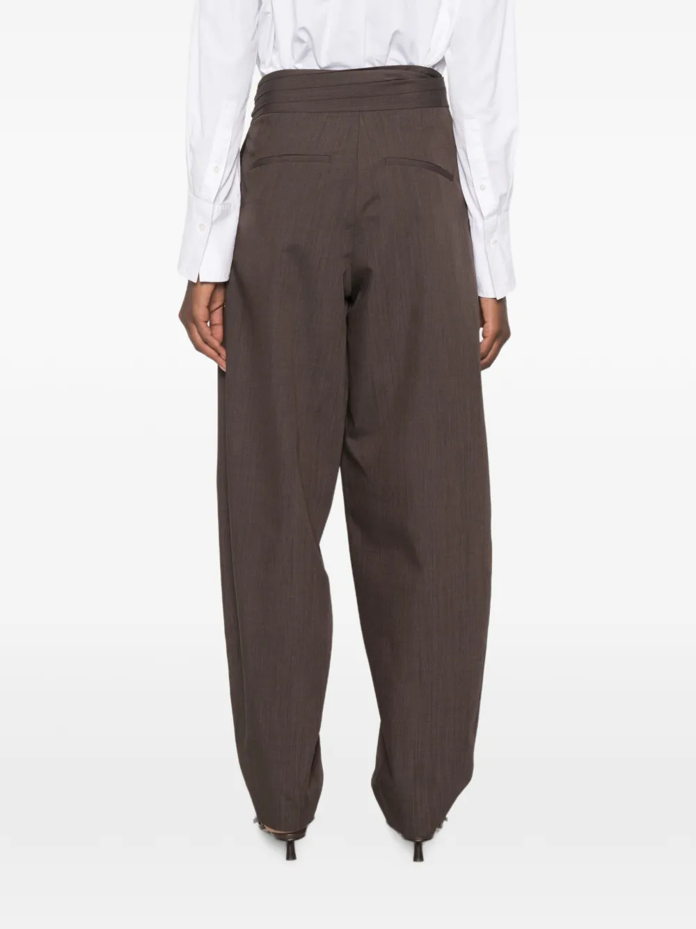 Róhe Wrap-style Twist-detail Trousers in Brown, view 4