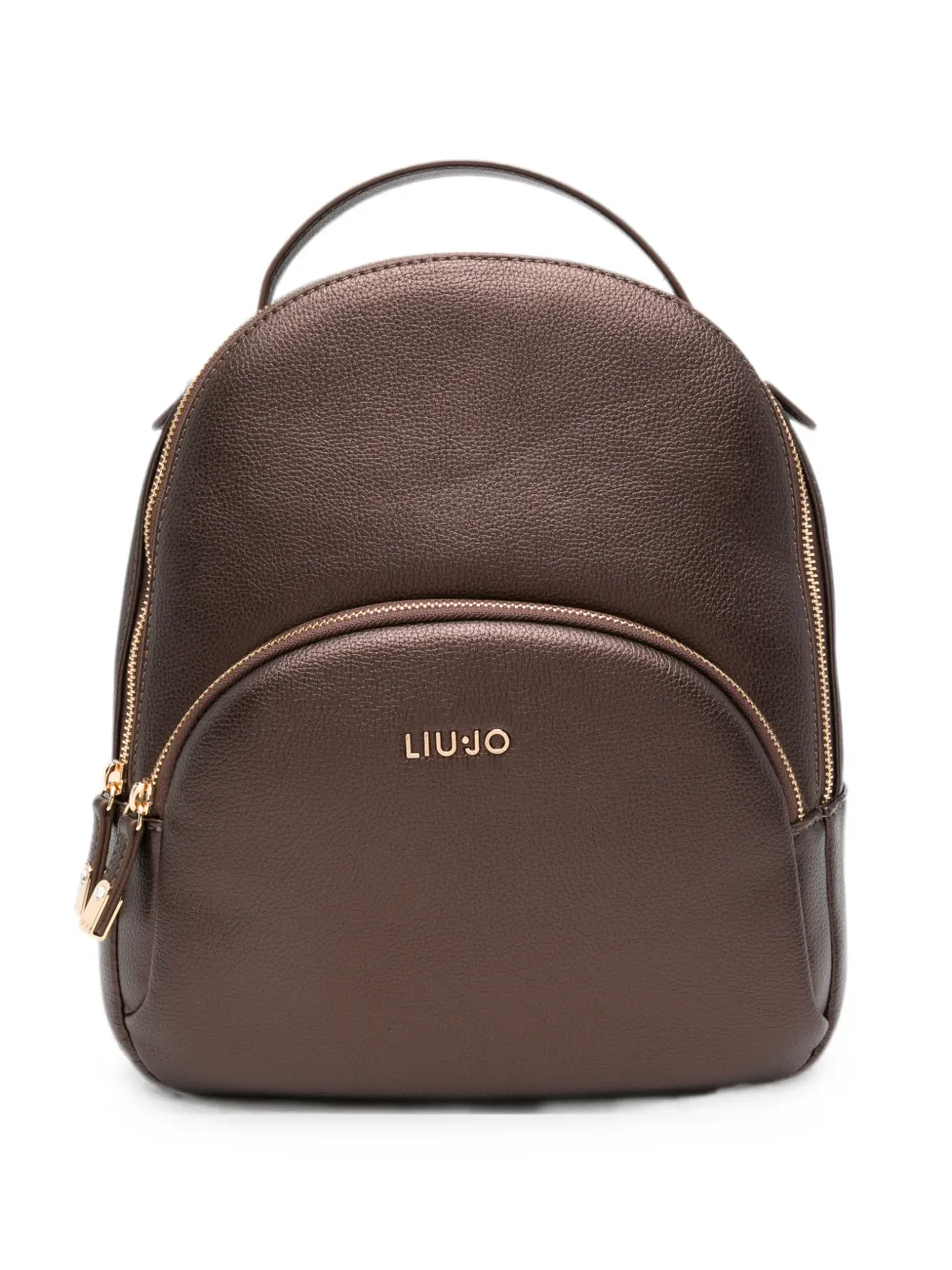 LIU JO logo-plaque pebbled-effect backpack - Marrone