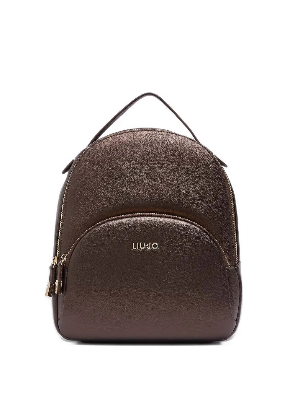 LIU JO logo-plaque pebbled-effect backpack - Marrone