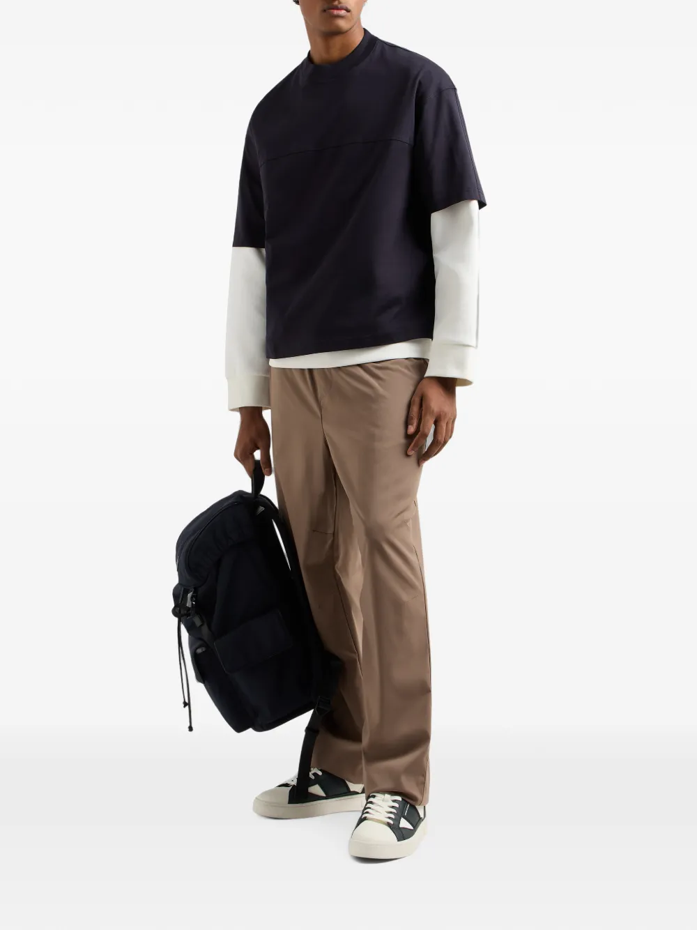 Armani Exchange Broek met elastische tailleband Bruin