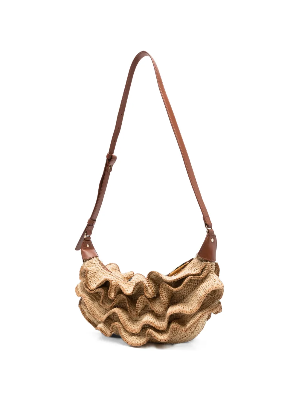 ZIMMERMANN Goldentime Ruffle Shoulder Bag in Neutrals, view 3