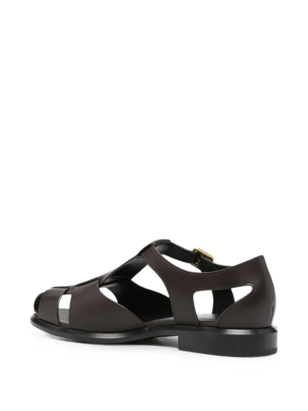 ADRIANNA FERETTI Leren sandalen met zijgesp Bruin