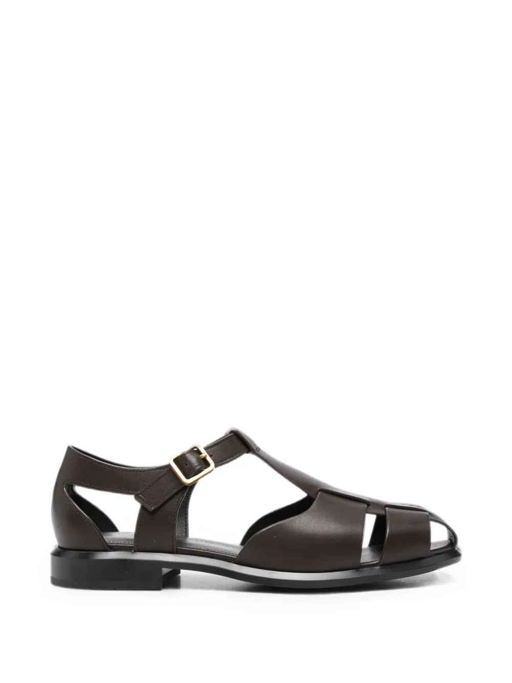 ADRIANNA FERETTI Leren sandalen met zijgesp Bruin