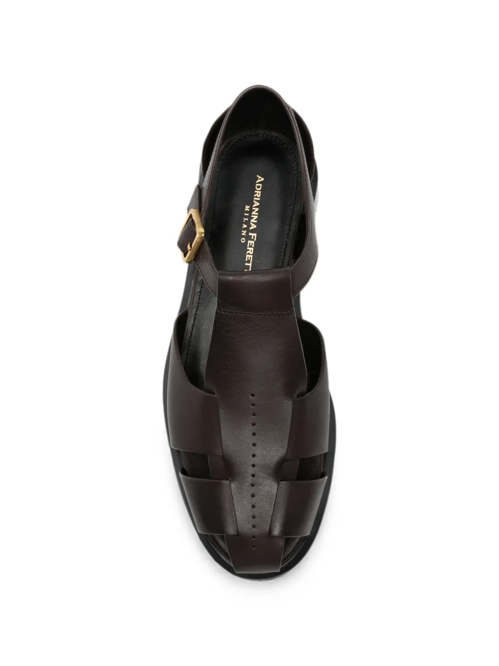 ADRIANNA FERETTI Leren sandalen met zijgesp Bruin