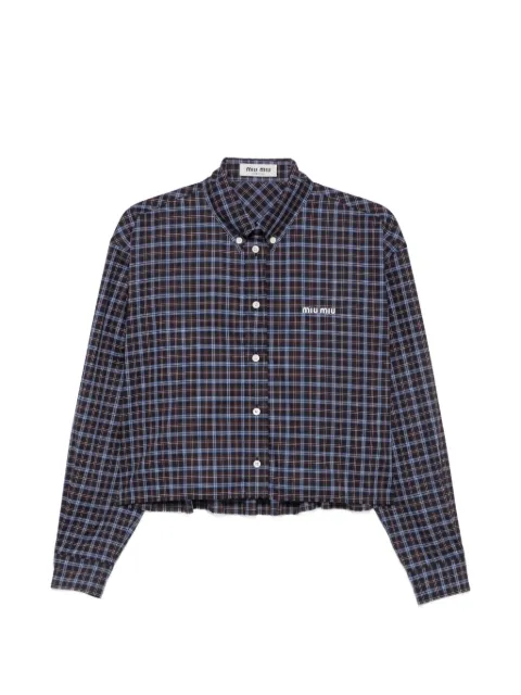 Miu Miu check-print logo-patch shirt