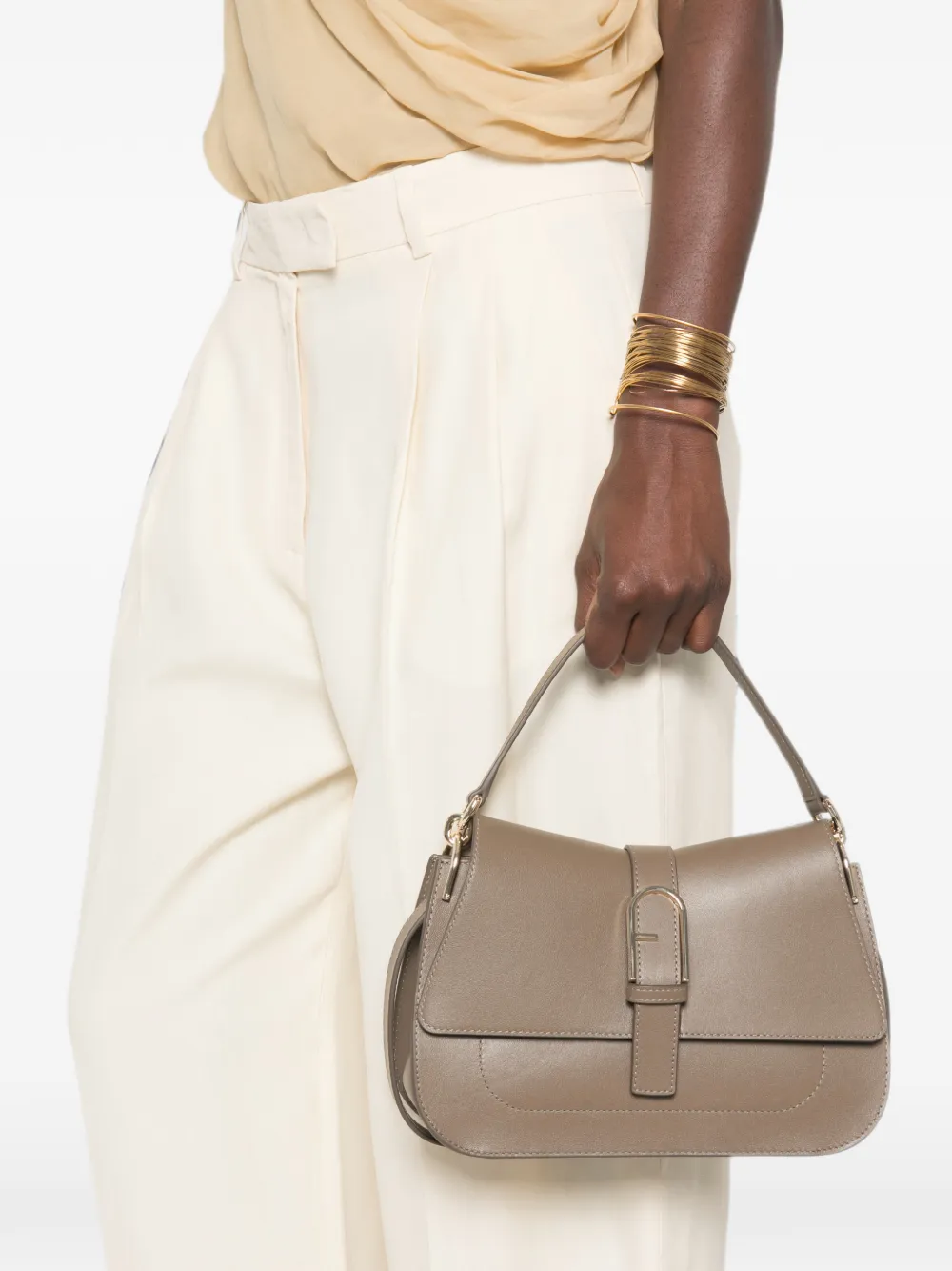 Furla Schoudertas met gespdetail Beige