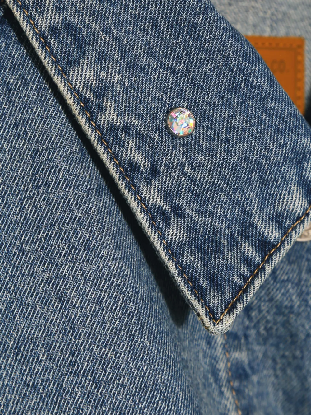 Levi's Cropped denim jack met kristallen Blauw