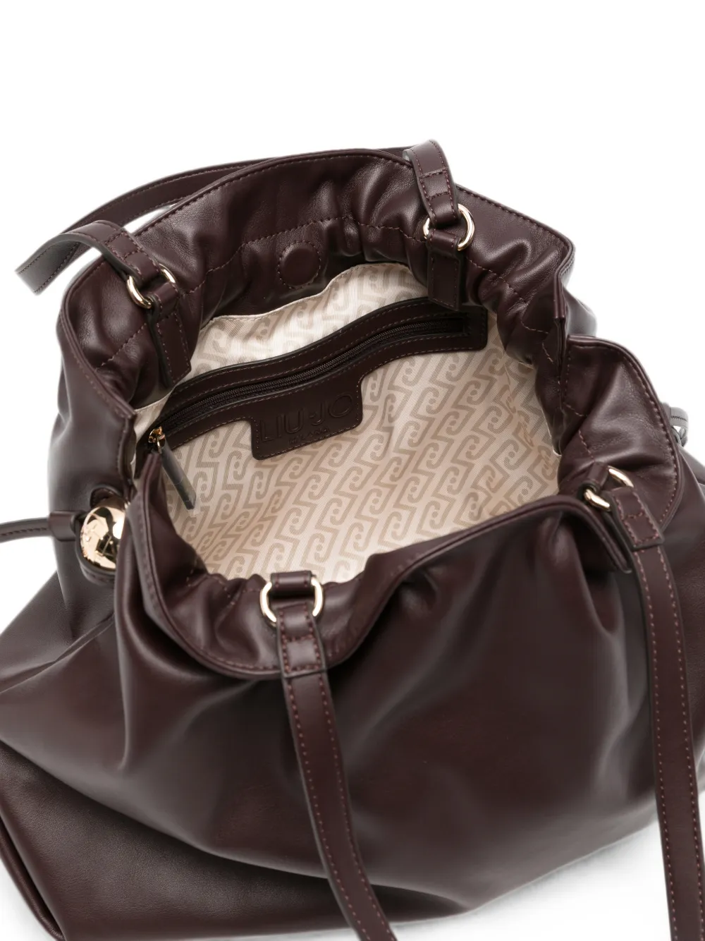 LIU JO Shopper met trekkoordsluiting en logo-plakkaat Bruin