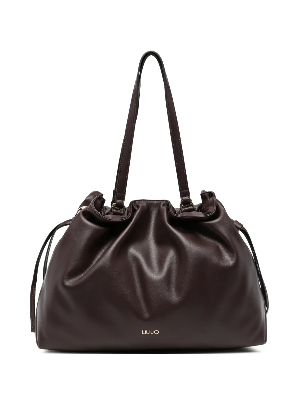 LIU JO drawstring-fastening logo-plaque tote bag - Marrone