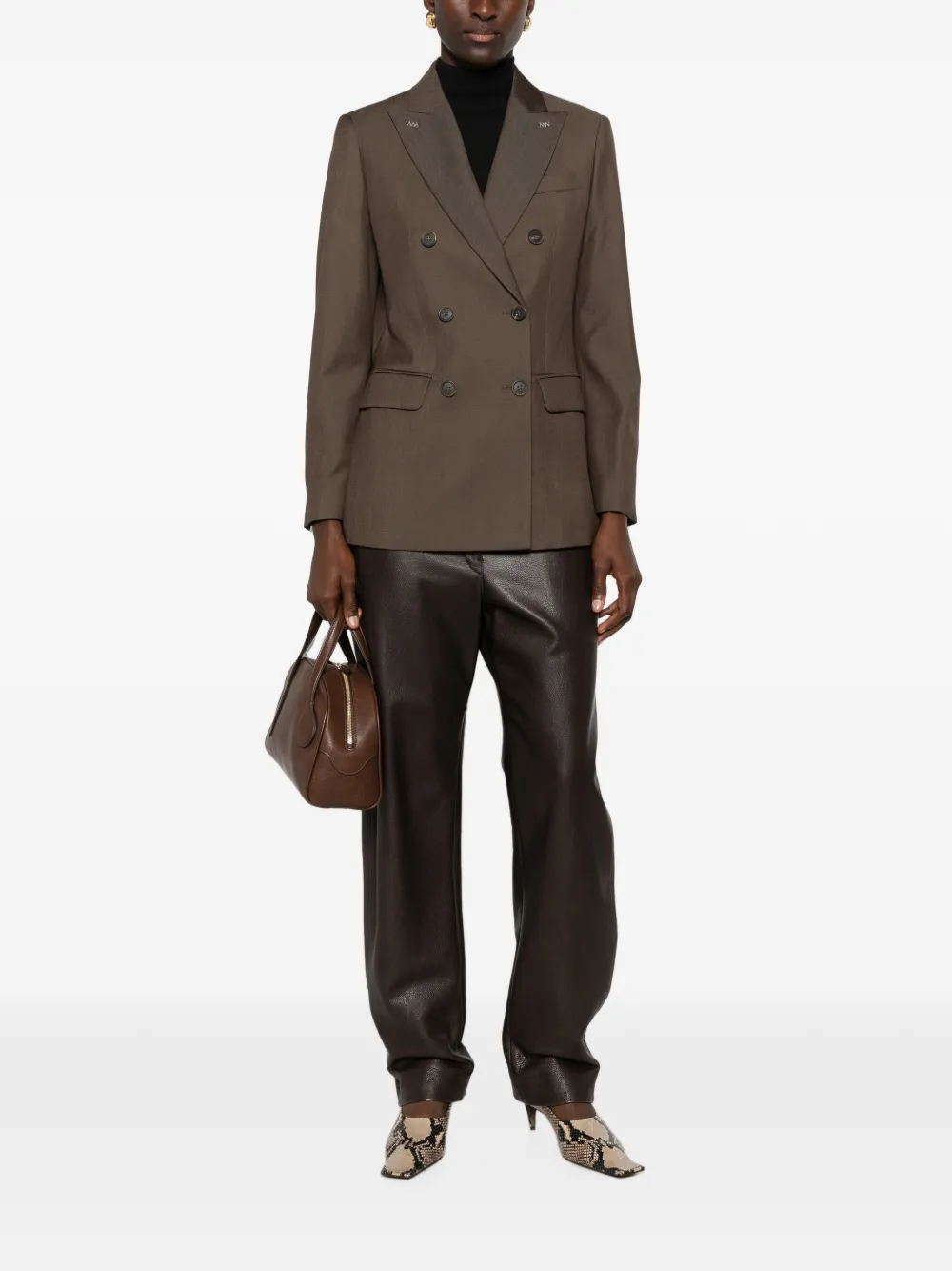Max Mara Blazer met dubbele rij knopen Bruin