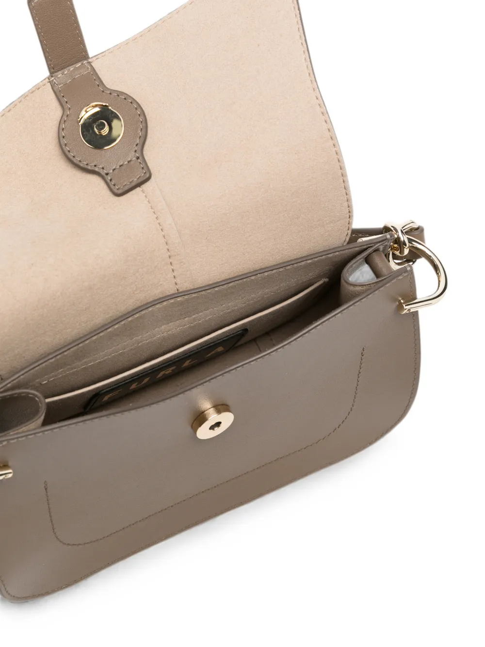 Furla Leren schoudertas met logo Bruin
