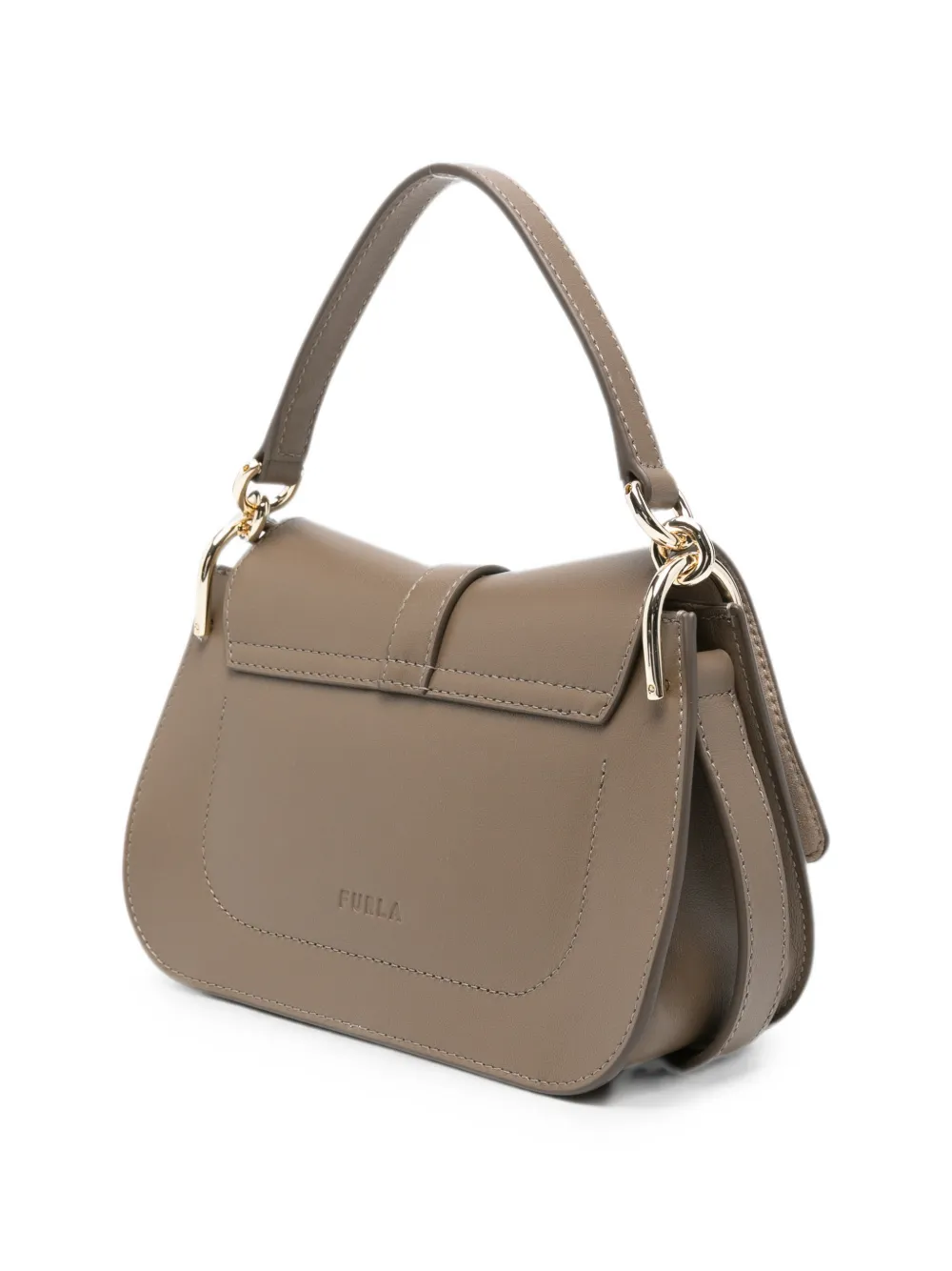 Furla Leren schoudertas met logo Bruin