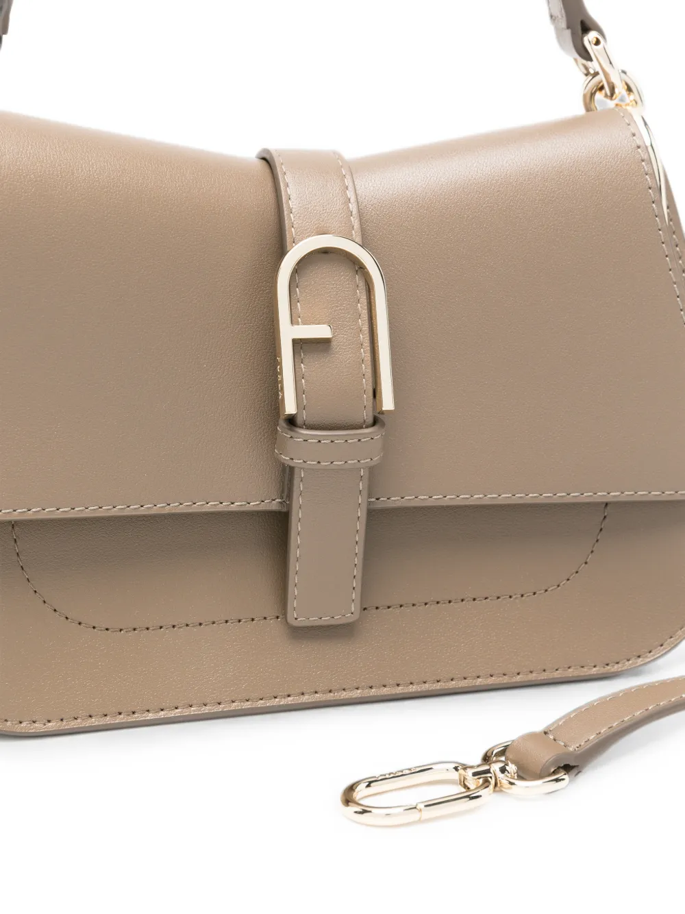 Furla Leren schoudertas met logo Bruin