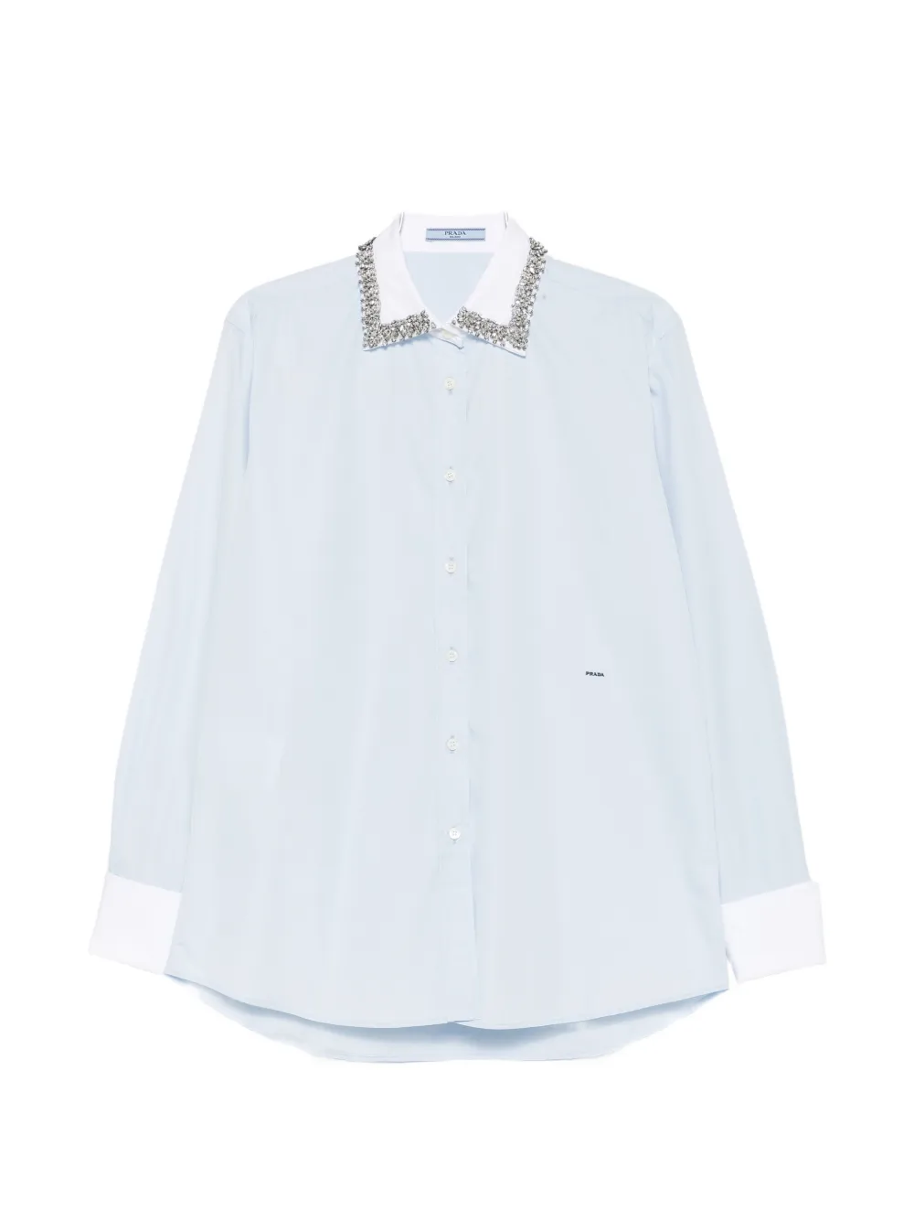 Prada crystal-embellished poplin shirt - Blu