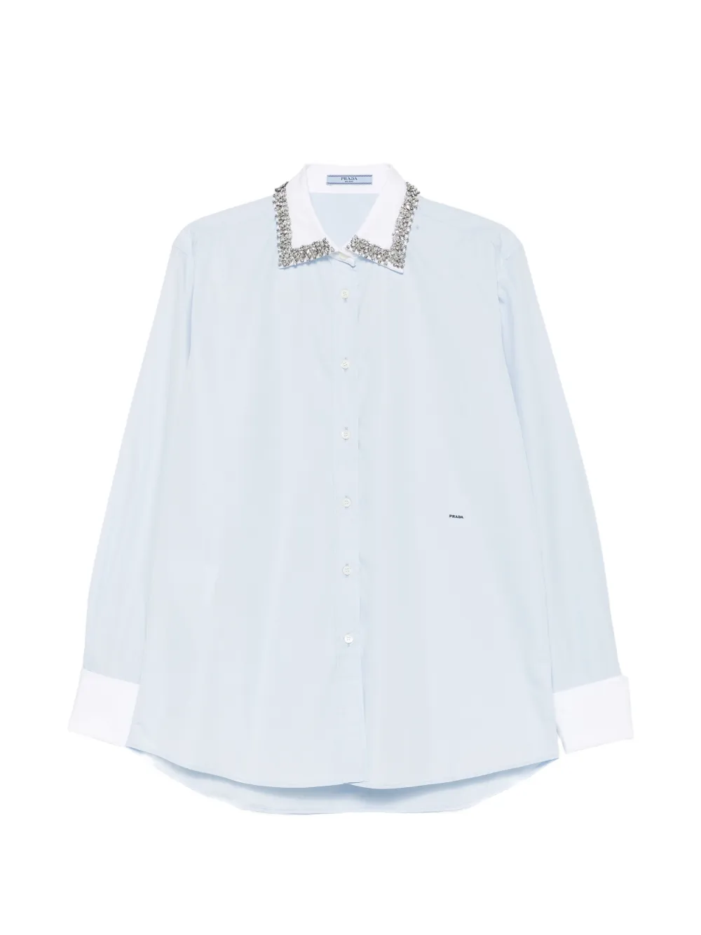 Prada crystal-embellished poplin shirt - Blau
