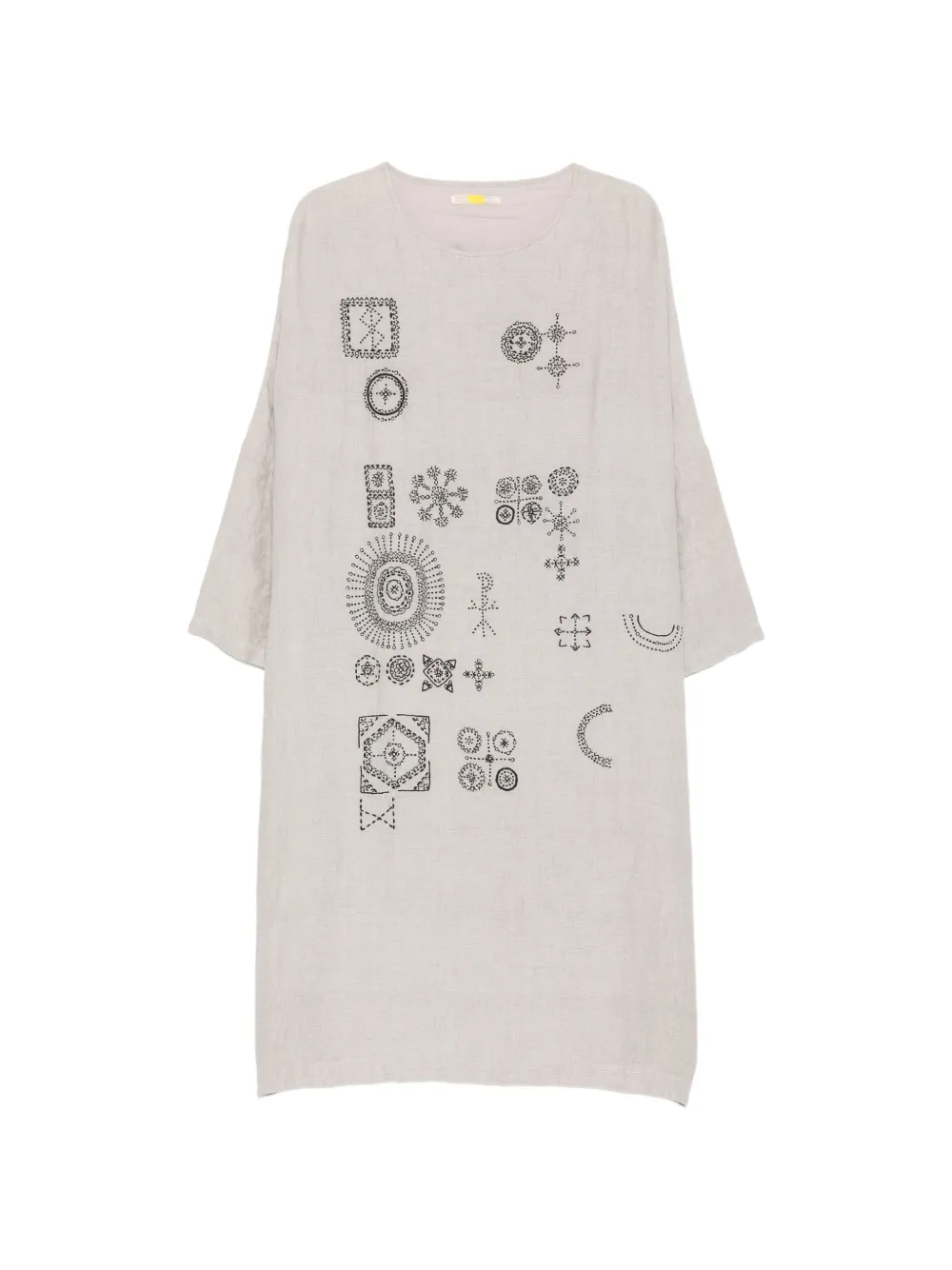 Aodress embroidered crew-neck midi dress