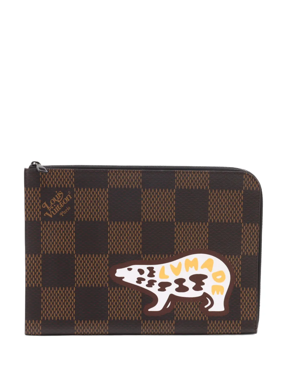 Louis Vuitton Pre-Owned 2020 Damier Ebene Nigo Bear clutch bag - Marrone