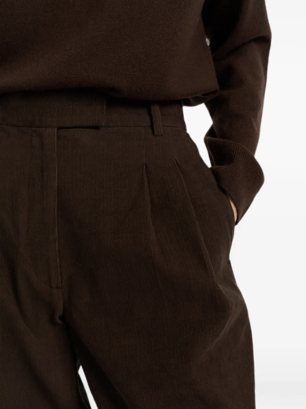 Chinti & Parker Ribfluwelen plooibroek Bruin