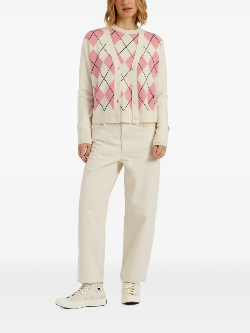 Chinti & Parker Vest met argyle intarsia Beige