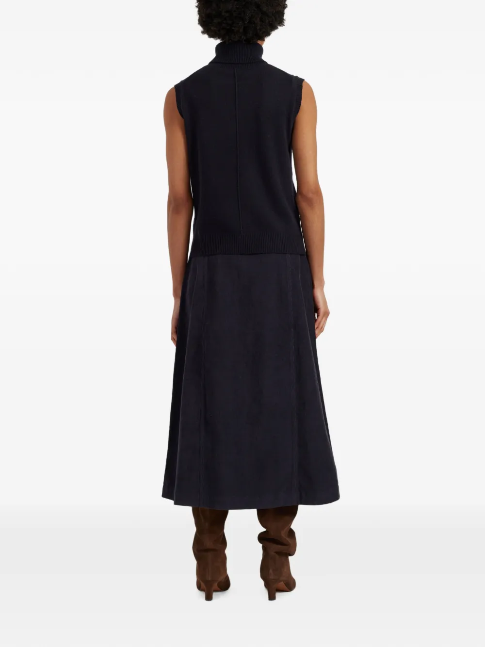 Chinti & Parker Midi-rok met A-lijn en knopen Blauw