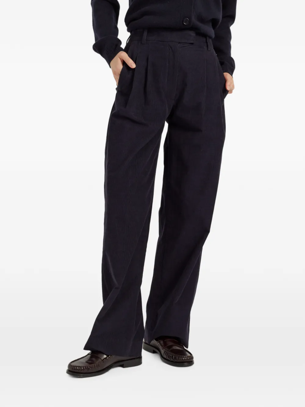 Chinti & Parker Ribfluwelen plooibroek Blauw