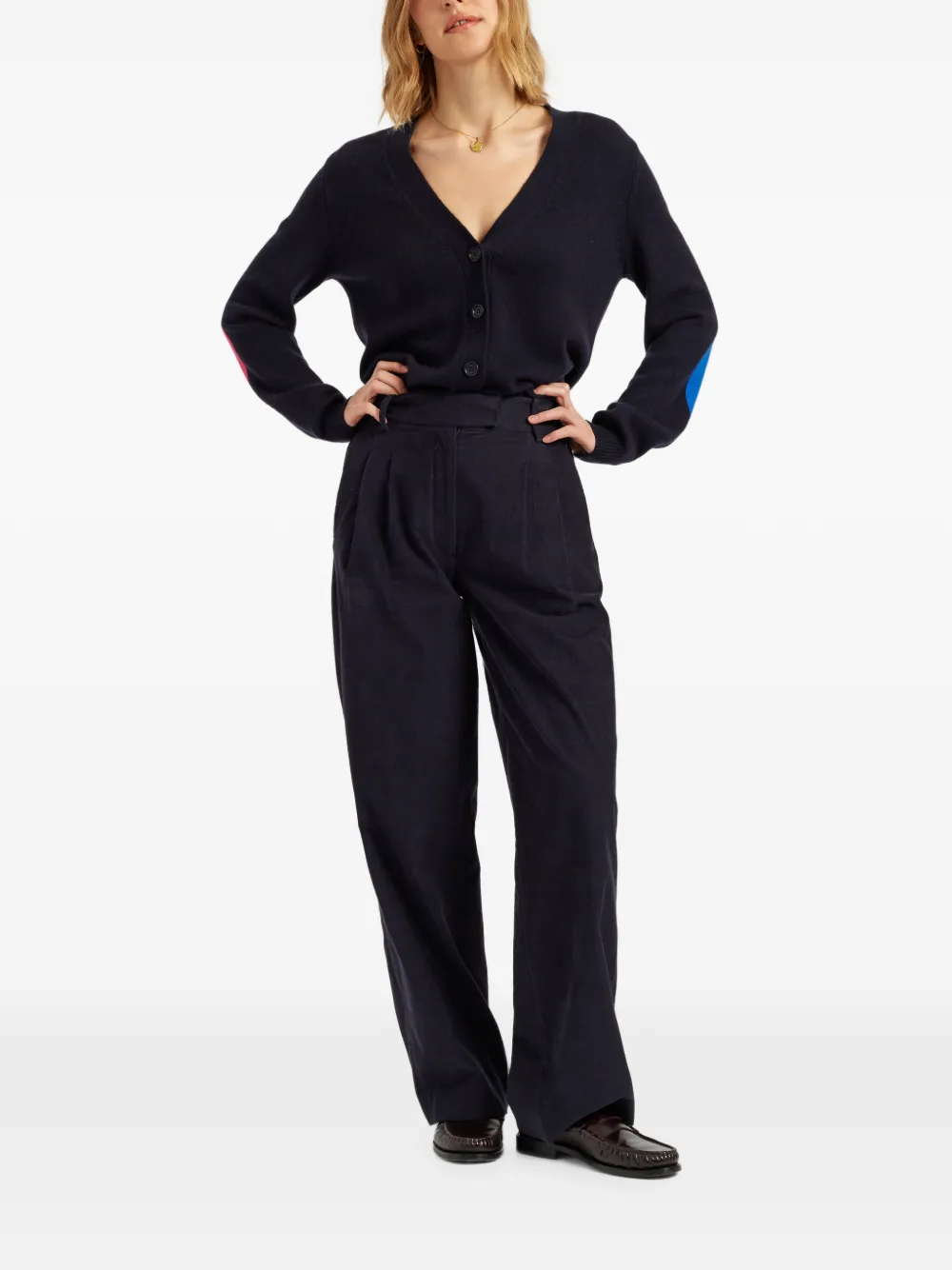 Chinti & Parker Ribfluwelen plooibroek Blauw