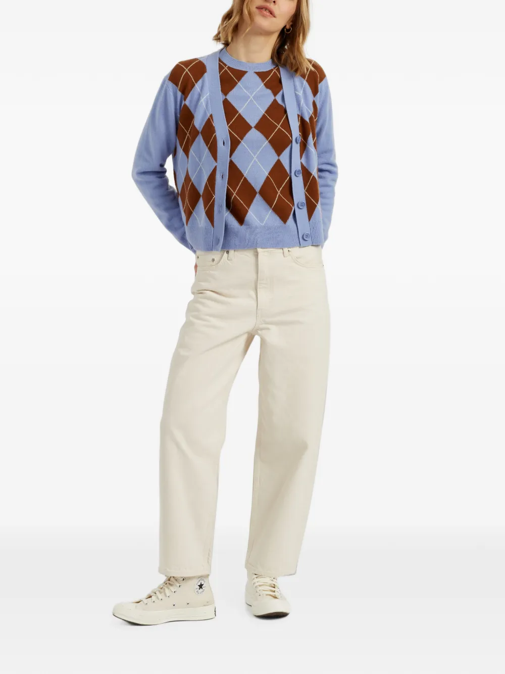 Chinti & Parker Button-up vest met argyle ruit Blauw