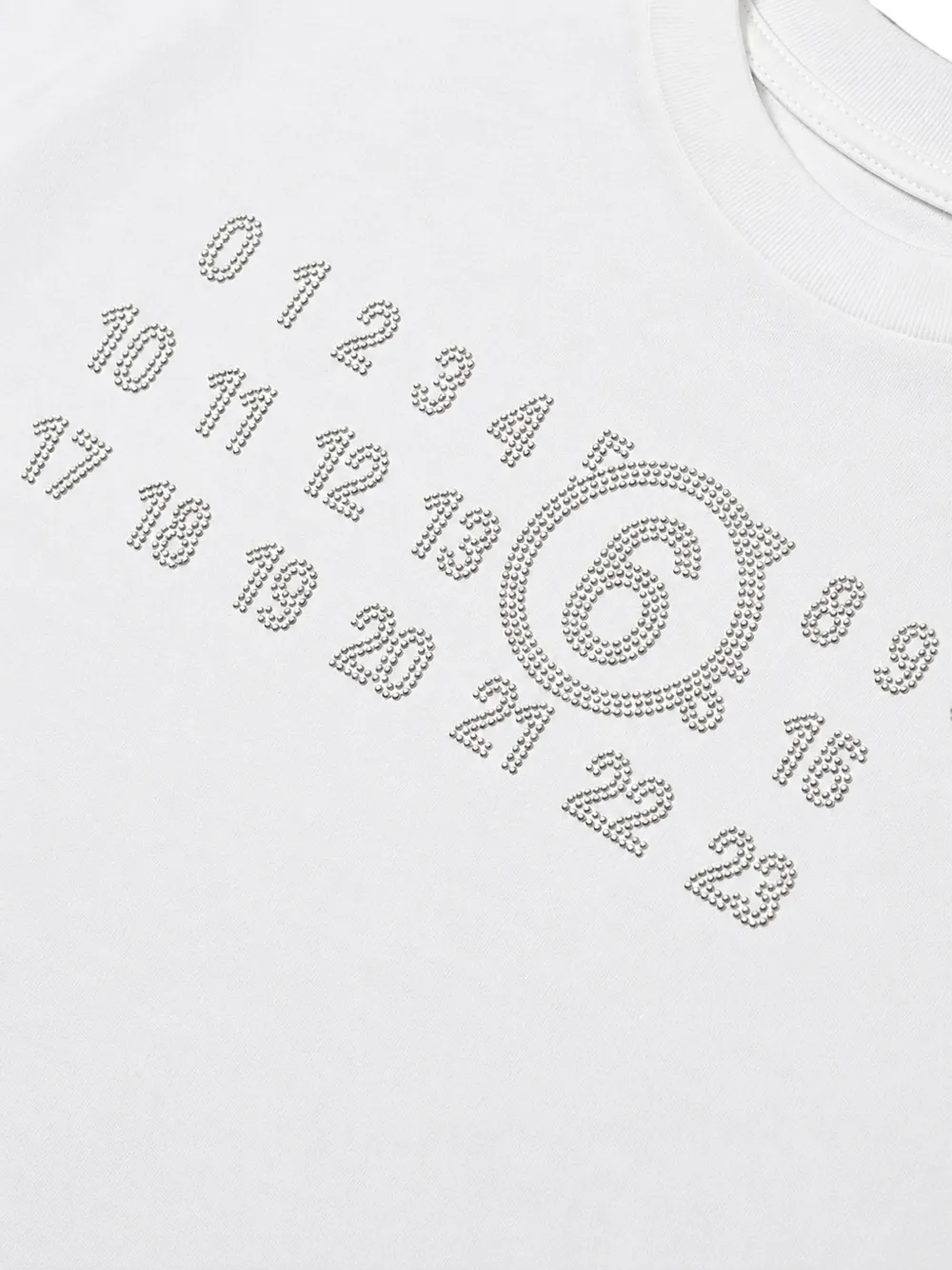 MM6 Maison Margiela Kids Numeric Signature T-shirt verfraaid met stras Wit