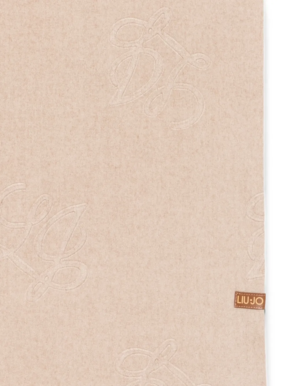 LIU JO Sjaal met logo-reliëf en franje Beige