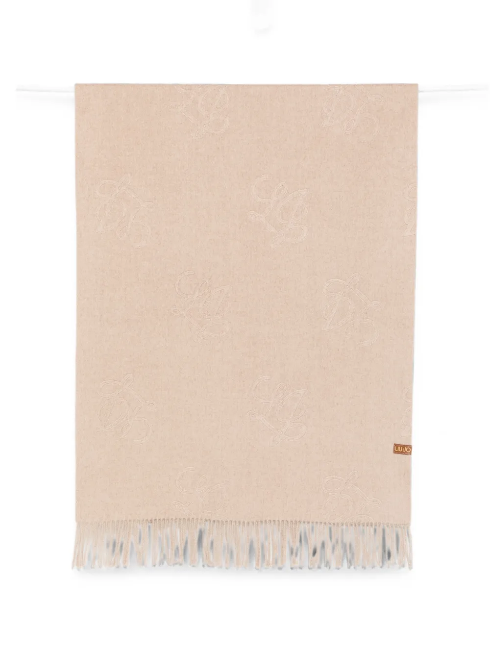 LIU JO logo-embossed fringed scarf - Toni neutri