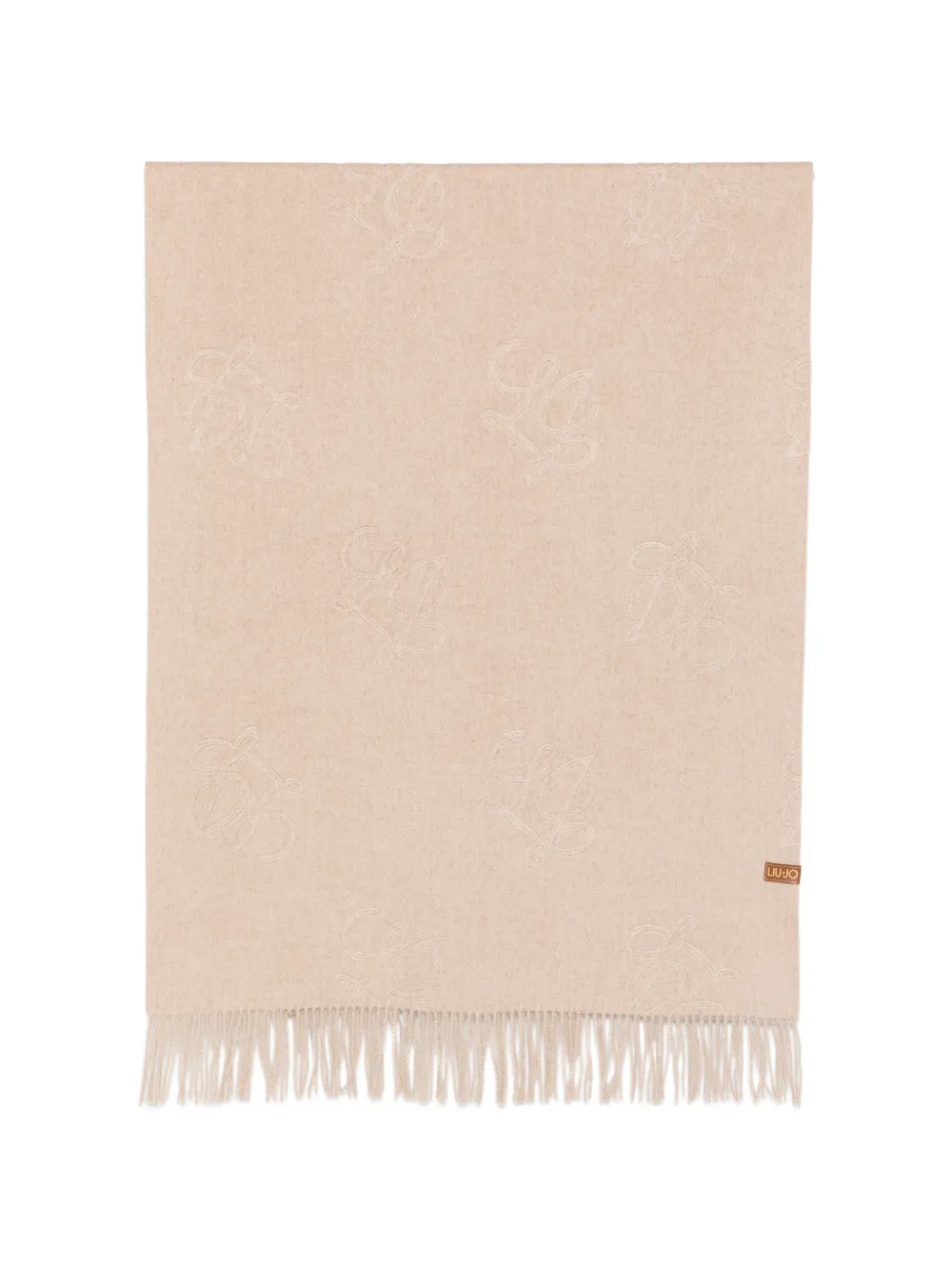 LIU JO logo-embossed fringed scarf - Toni neutri