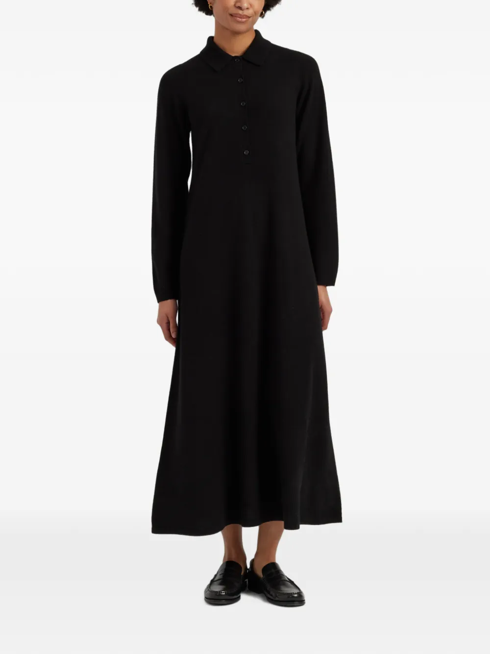 Chinti & Parker Basics maxi-jurk met A-lijn en polokraag Zwart