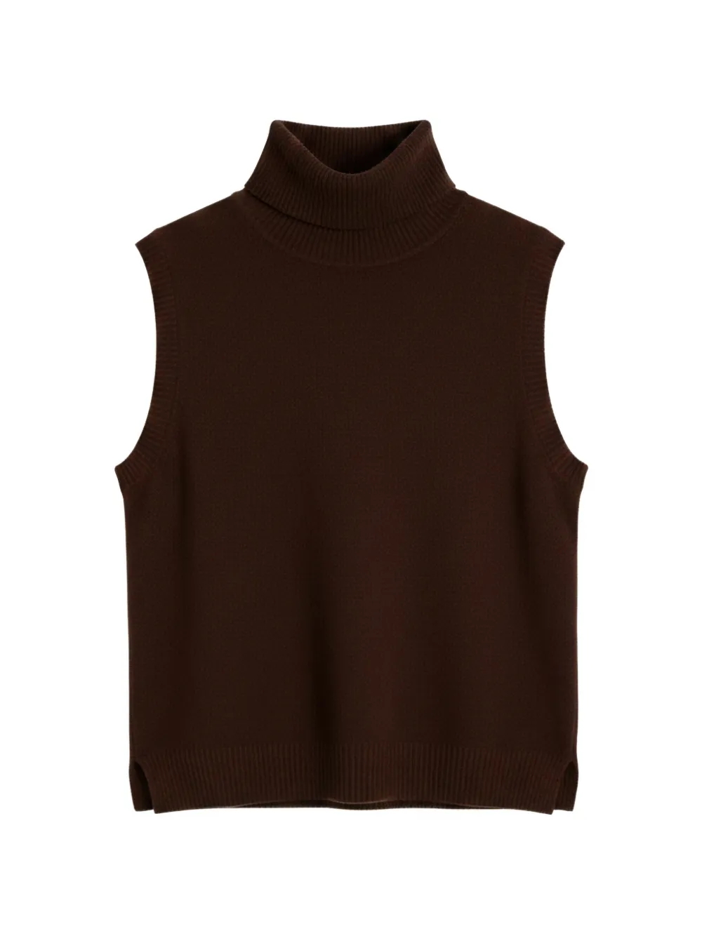 Chinti & Parker Basics Roll-neck Knitted Sleeveless Top In Brown