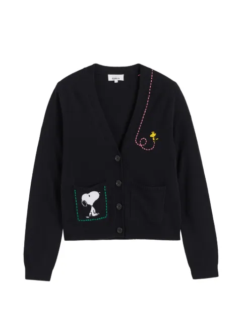Chinti & Parker Snoopy-intarsia patch-pocket cardigan