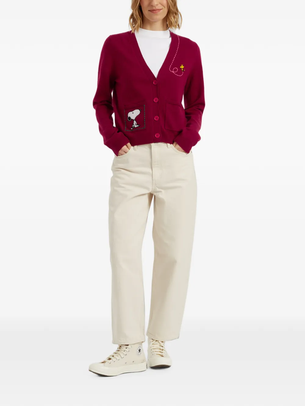 Chinti & Parker Vest met Snoopy-intarsia en zak Rood