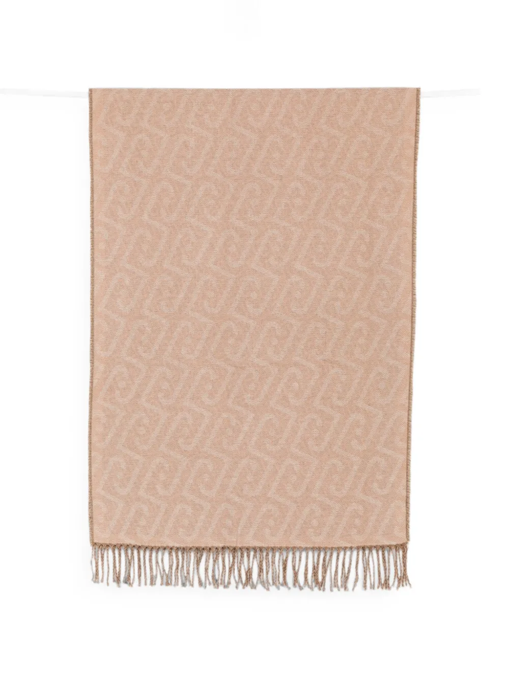 LIU JO monogram-pattern fringed scarf - Toni neutri