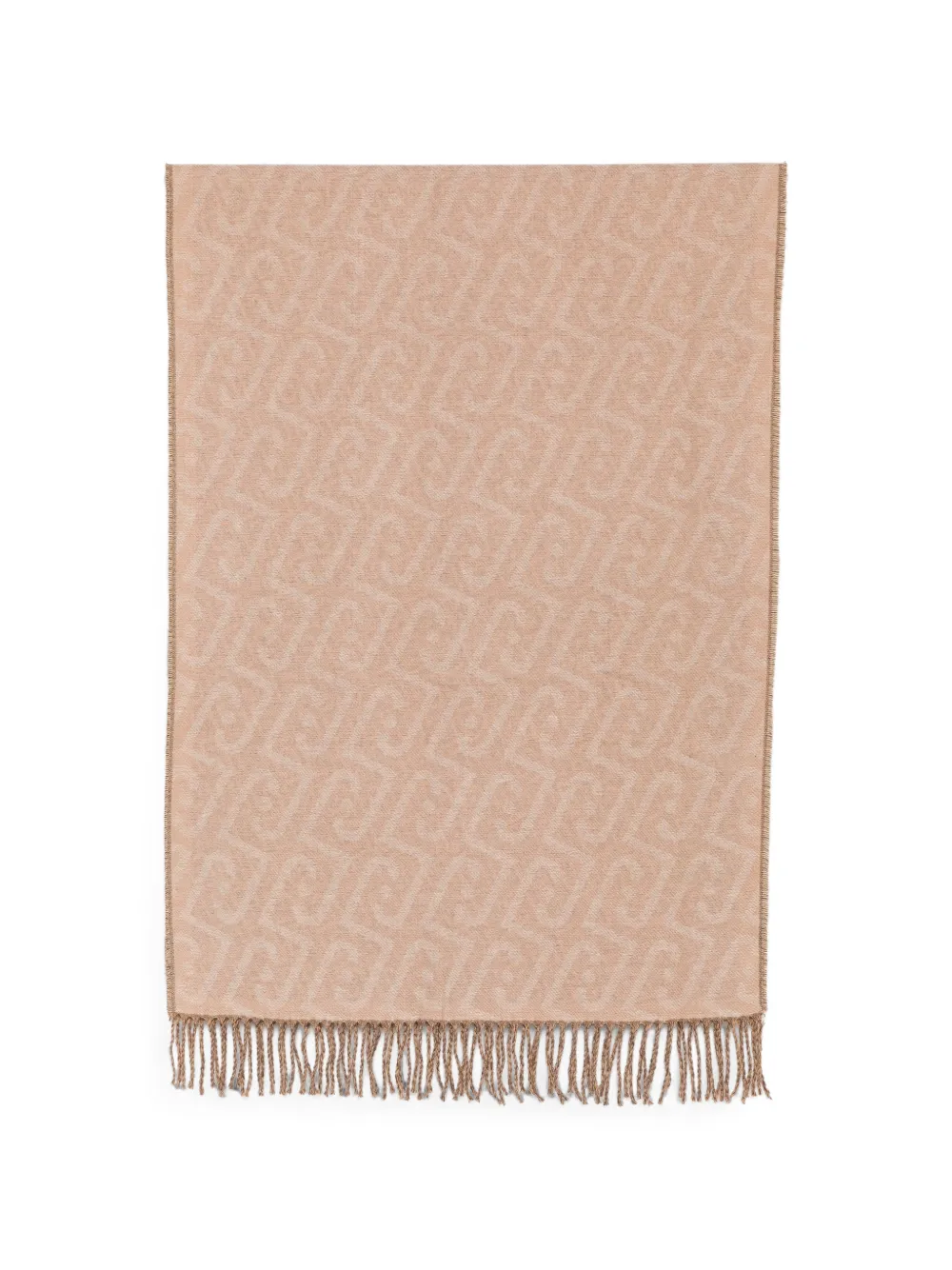 LIU JO monogram-pattern fringed scarf - Toni neutri