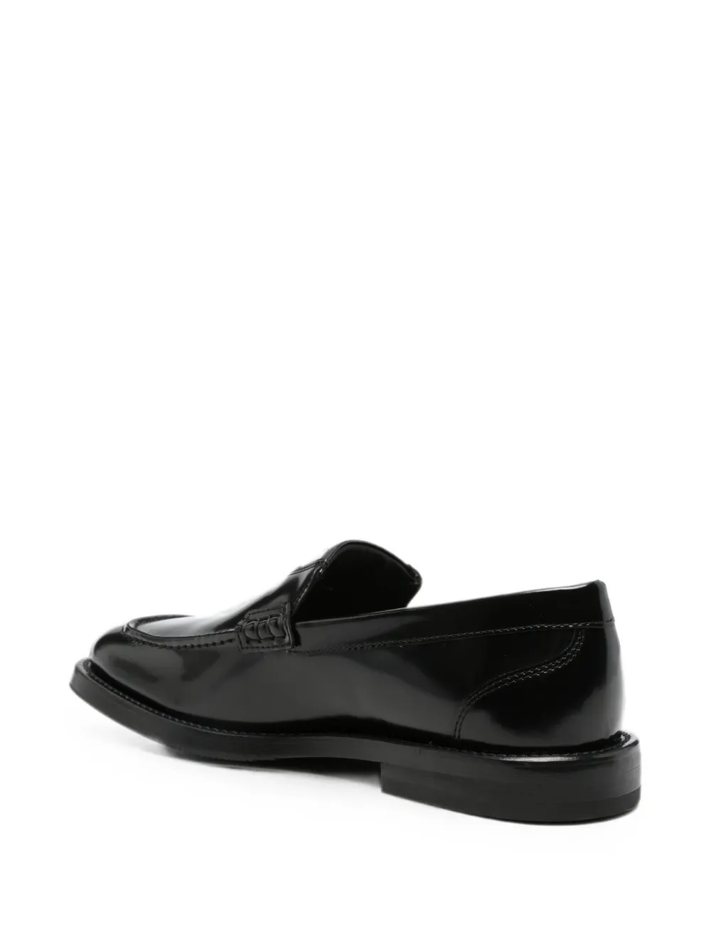 Moschino logo-plaque leather loafers Zwart