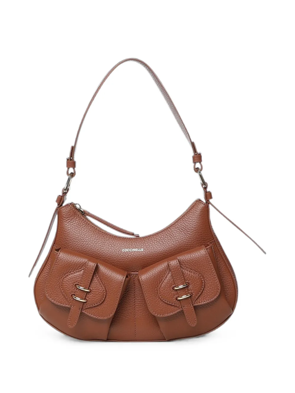 Coccinelle pocket-detail grained-leather shoulder bag - Brown