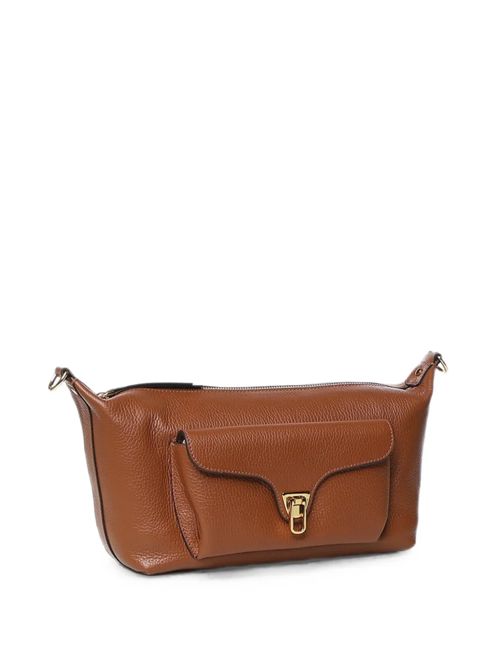 Coccinelle Medium leren schoudertas met textuur Bruin
