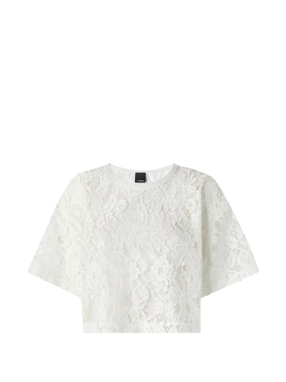 PINKO cropped lace T-shirt - Bianco