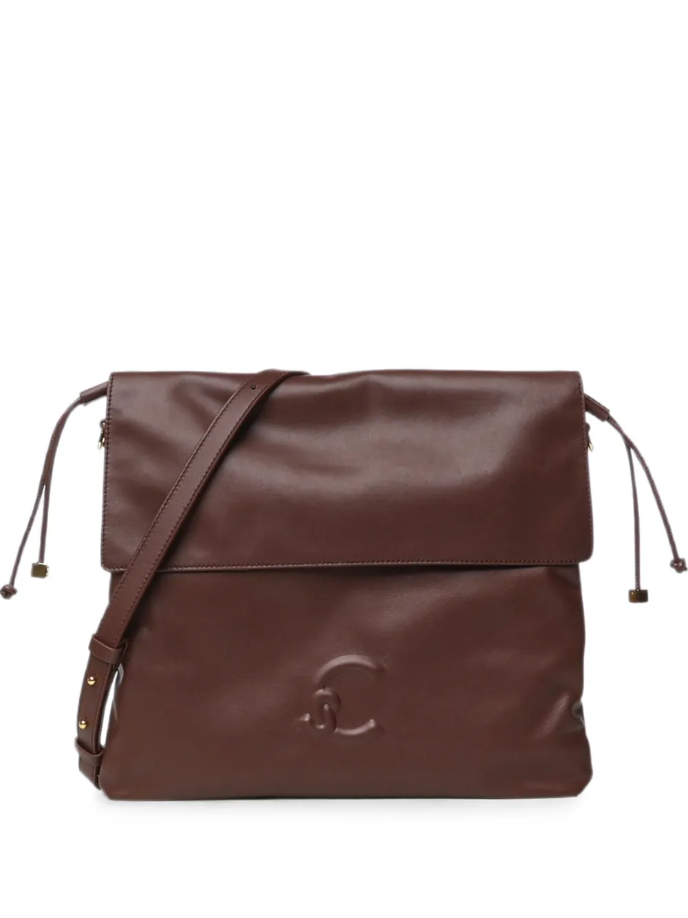 Coccinelle logo-embossed leather shoulder bag - Marrone