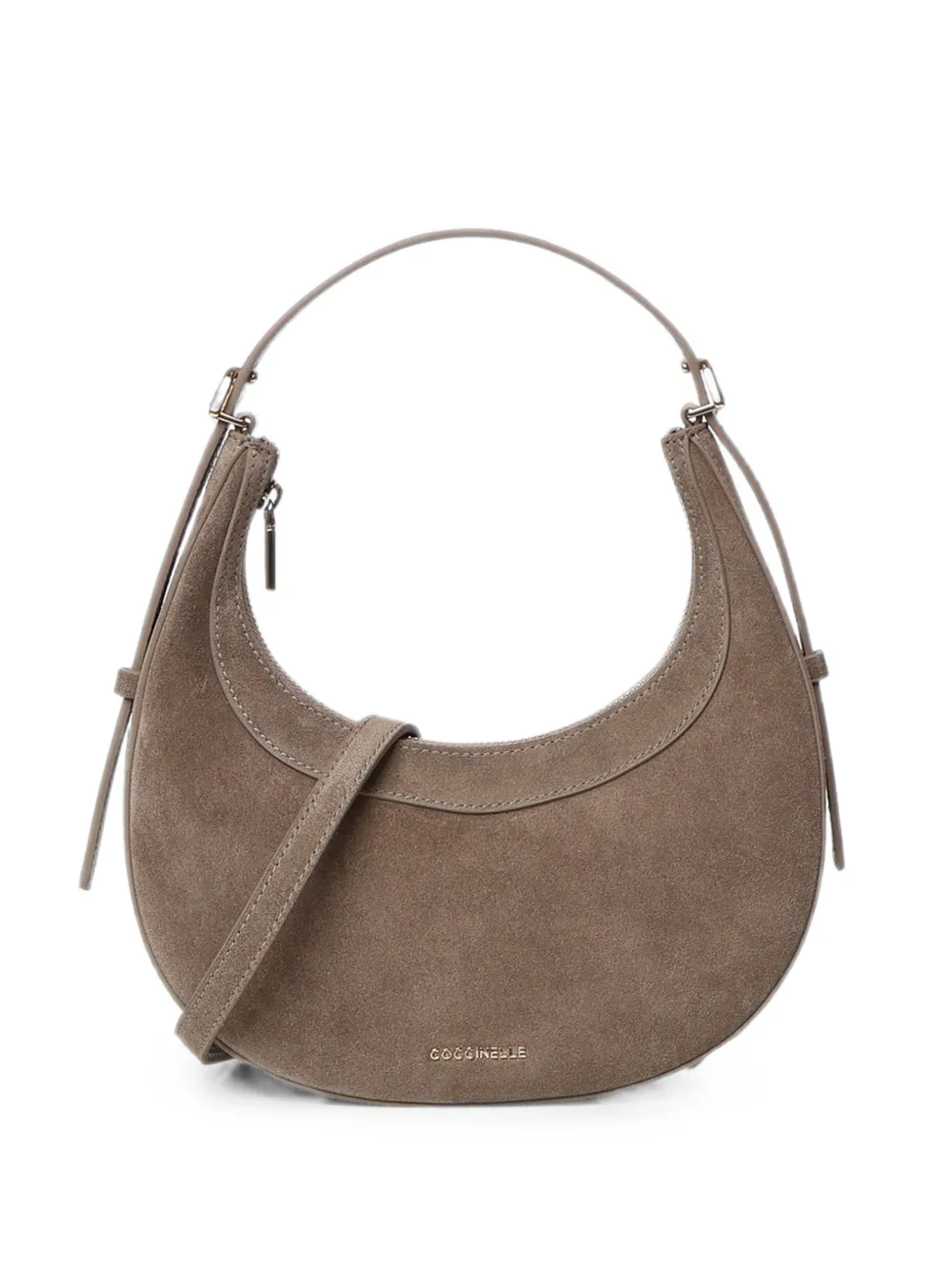 Coccinelle mini Whisper suede crescent tote bag - Braun