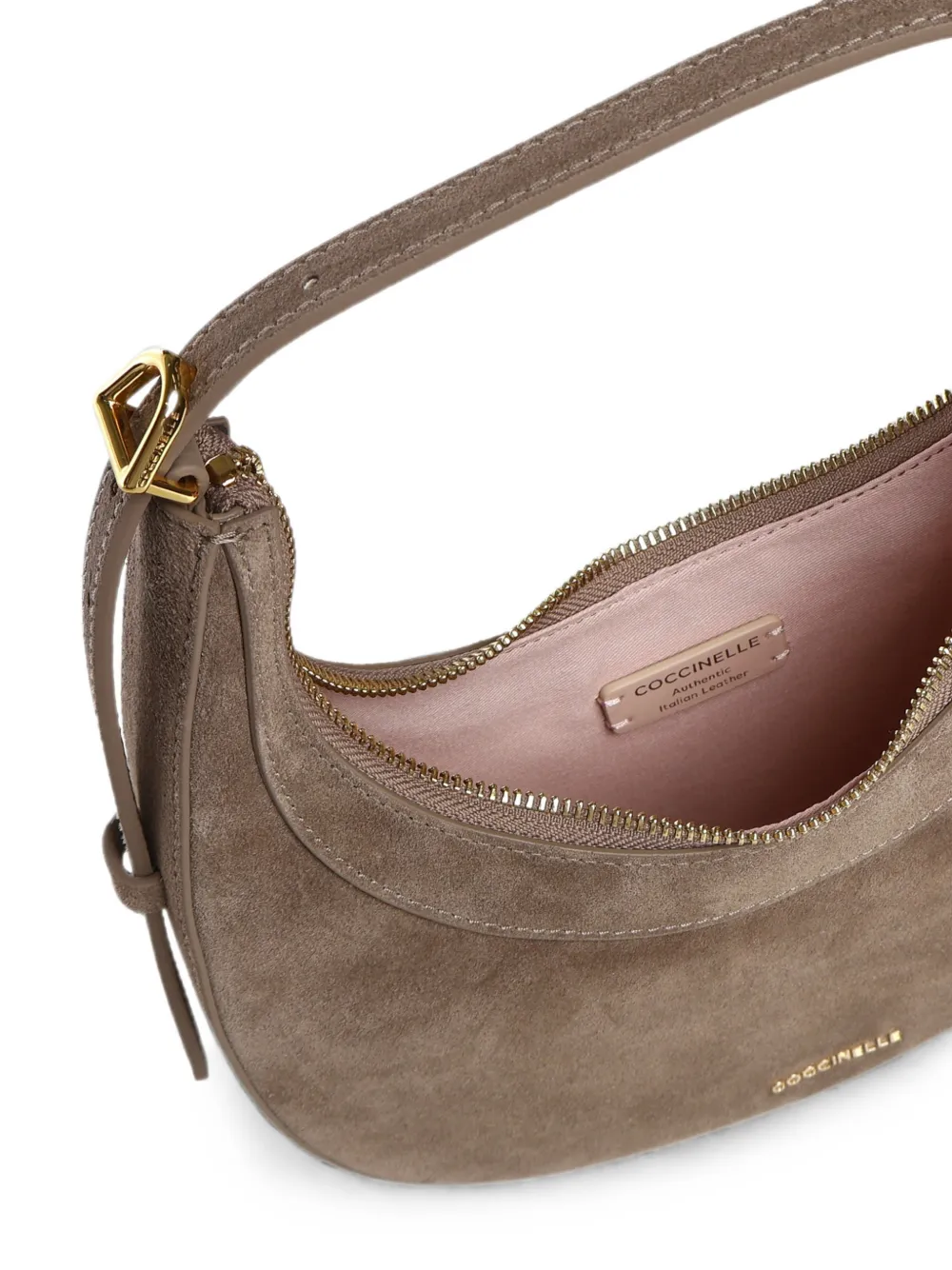 Coccinelle Whisper suède halvemaanvormige mini-shopper Bruin